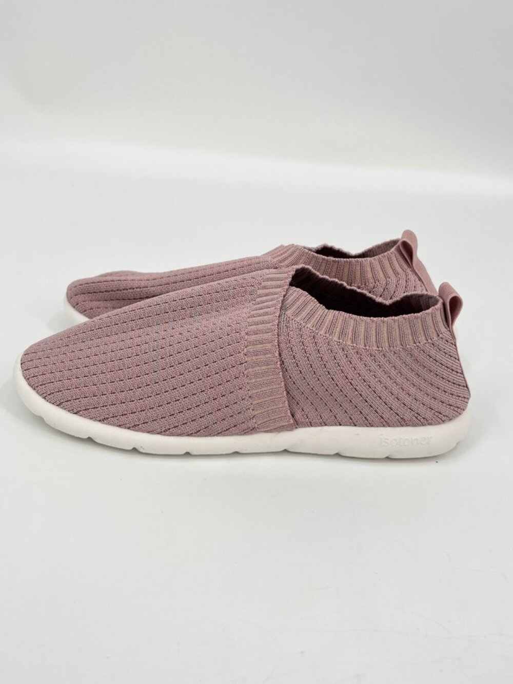 Isotoner Zenz Knit Bootie Slipper Pink Size 8 Slip On Everywear Walking Shoe